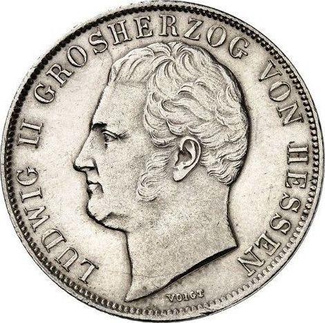 Awers monety - 1 gulden 1843 - cena srebrnej monety - Hesja-Darmstadt, Ludwik II