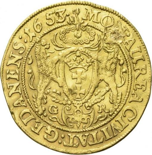 Reverso Ducado 1653 GR "Gdańsk" - valor de la moneda de oro - Polonia, Juan II Casimiro