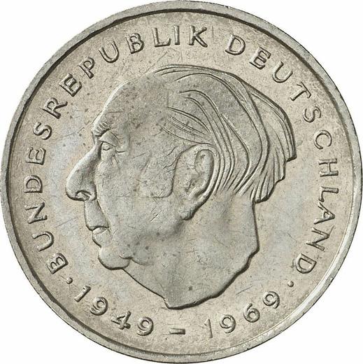 Аверс монеты - 2 марки 1974 года J "Теодор Хойс" - цена  монеты - Германия, ФРГ