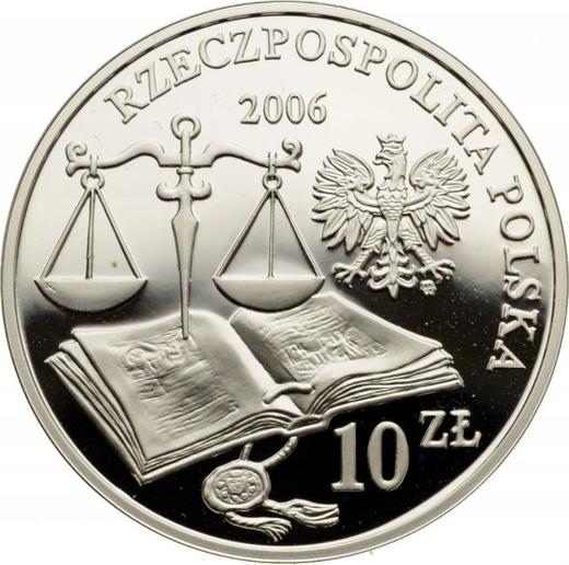 Аверс монеты - 10 злотых 2006 года MW "500 лет провозглашения статута Яна Лаского" - цена серебряной монеты - Польша, III Республика после деноминации