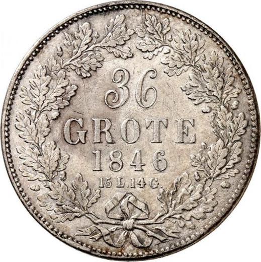 Реверс монеты - 36 гротенов 1846 года - цена серебряной монеты - Бремен, Вольный ганзейский город