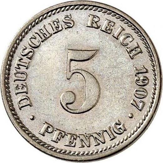 Аверс монеты - 5 пфеннигов 1907 года D "Тип 1890-1915" - цена  монеты - Германия, Германская Империя