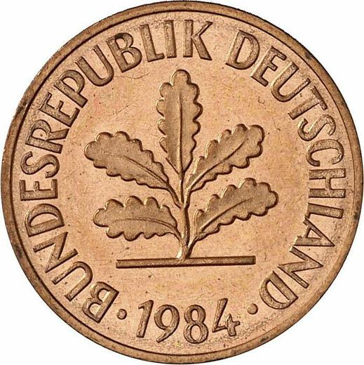 Реверс монеты - 2 пфеннига 1984 года G - цена  монеты - Германия, ФРГ