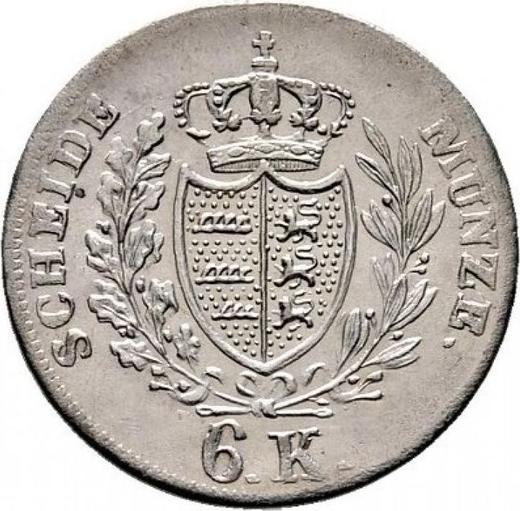 Реверс монеты - 6 крейцеров 1826 года - цена серебряной монеты - Вюртемберг, Вильгельм I