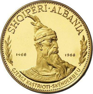Anverso 500 leke 1969 "Skanderbeg" - valor de la moneda de oro - Albania, República Popular