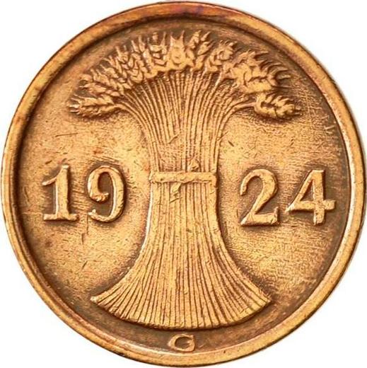 Реверс монеты - 2 рентенпфеннига 1924 года G - цена  монеты - Германия, Bеймарская республика