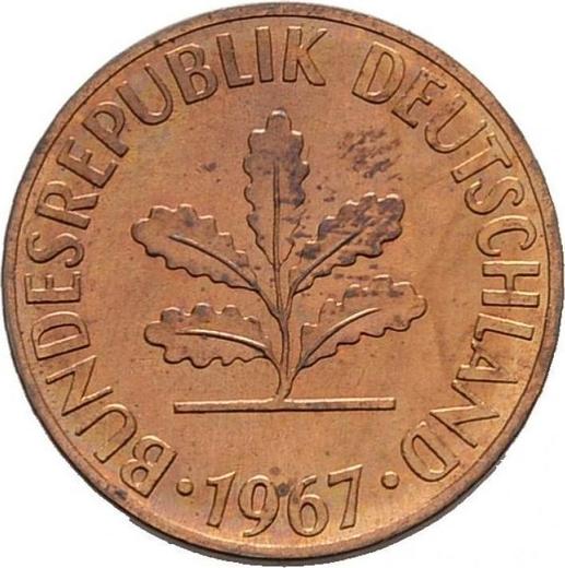 Rewers monety - 2 fenigi 1967 D "Typ 1950-1969" - cena  monety - Niemcy, RFN