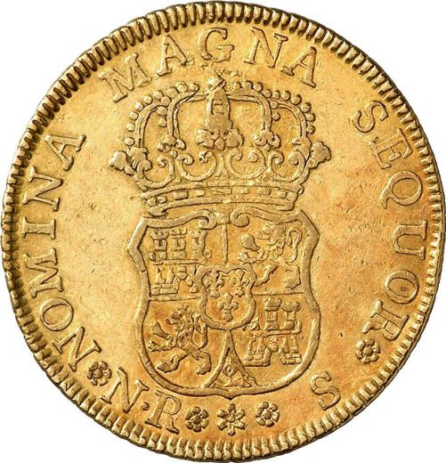 Реверс монеты - 4 эскудо 1757 года NR S - цена золотой монеты - Колумбия, Фердинанд VI