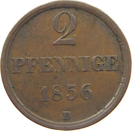 Реверс монеты - 2 пфеннига 1856 года B - цена  монеты - Брауншвейг-Вольфенбюттель, Вильгельм