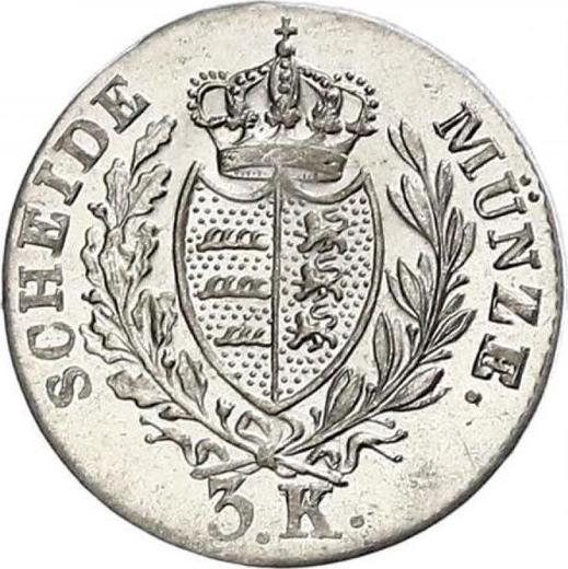 Реверс монеты - 3 крейцера 1830 года - цена серебряной монеты - Вюртемберг, Вильгельм I