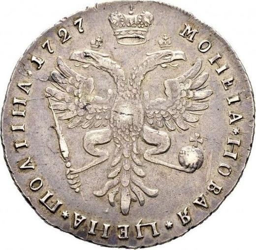 Reverso Poltina (1/2 rublo) 1727 "Tipo Moscú" Reacuñación - valor de la moneda de plata - Rusia, Pedro II
