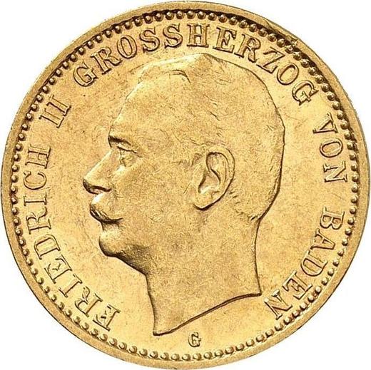 Аверс монеты - 10 марок 1910 года G "Баден" - цена золотой монеты - Германия, Германская Империя