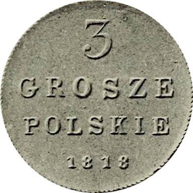 Reverso 3 groszy 1818 IB "Cola corta" Reacuñación - valor de la moneda  - Polonia, Zarato de Polonia