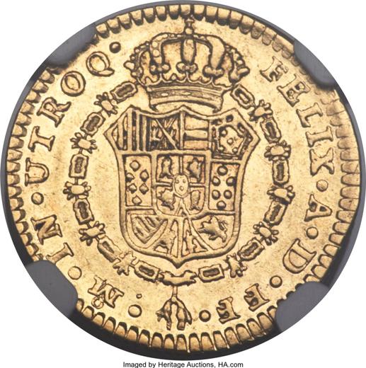 Реверс монеты - 1 эскудо 1784 года Mo FF - цена золотой монеты - Мексика, Карл III