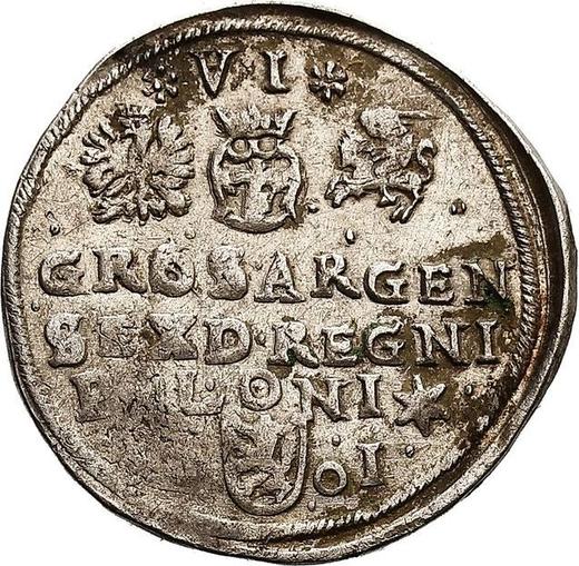Реверс монеты - Шестак (6 грошей) 1601 года EK "Тип 1595-1603" - цена серебряной монеты - Польша, Сигизмунд III Ваза