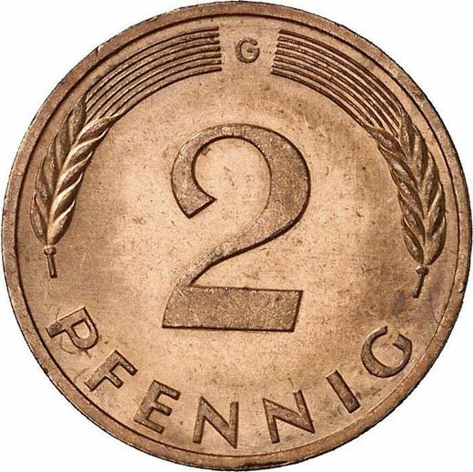 Obverse 2 Pfennig 1982 G -  Coin Value - Germany, FRG