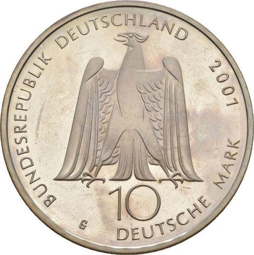 Реверс монеты - 10 марок 2001 года G "Альберт Лорцинг" - цена серебряной монеты - Германия, ФРГ