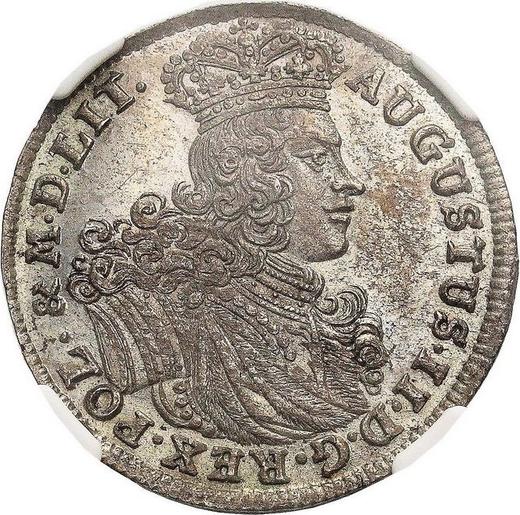 Аверс монеты - Пробный Орт (18 грошей) 1702 года EPH "Коронный" - цена серебряной монеты - Польша, Август II Сильный