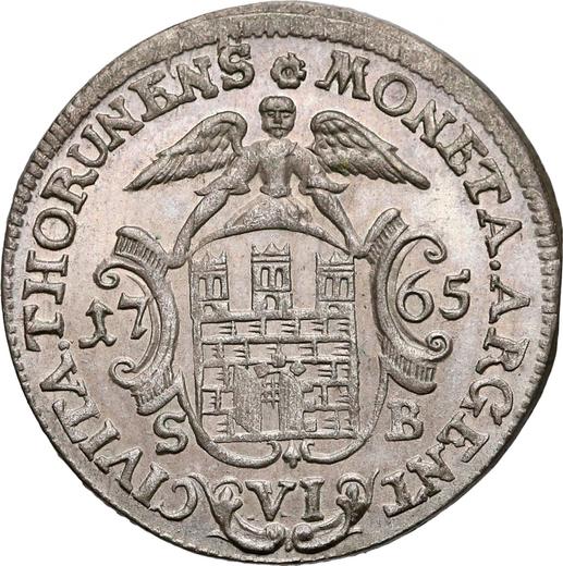 Реверс монеты - Шестак (6 грошей) 1765 года SB "Торуньский" - цена серебряной монеты - Польша, Станислав II Август