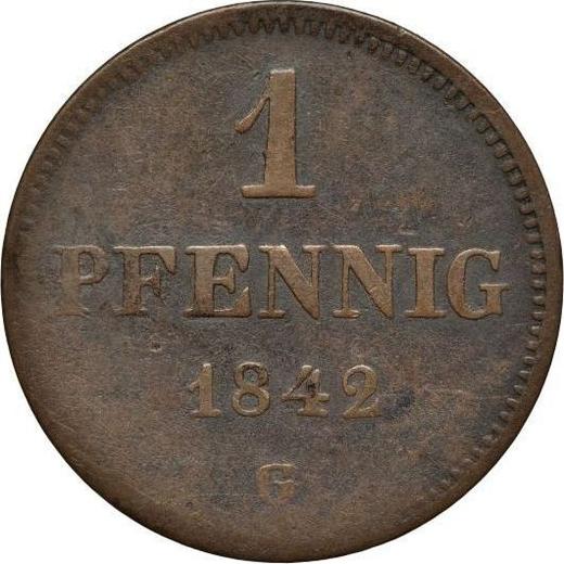 Реверс монеты - 1 пфенниг 1842 года G - цена  монеты - Саксония-Альбертина, Фридрих Август II