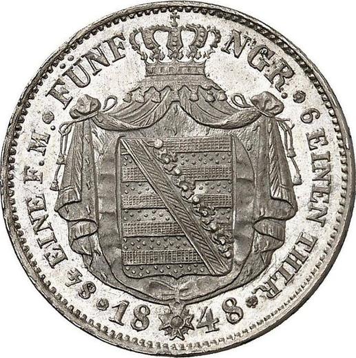 Reverso 1/6 tálero 1848 F - valor de la moneda de plata - Sajonia, Federico Augusto II