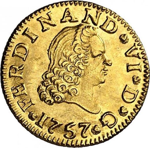 Аверс монеты - 1/2 эскудо 1757 года S JV - цена золотой монеты - Испания, Фердинанд VI