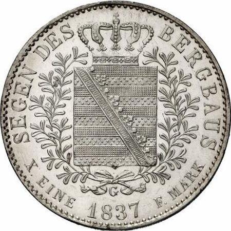 Reverso Tálero 1837 G "Minero" - valor de la moneda de plata - Sajonia, Federico Augusto II