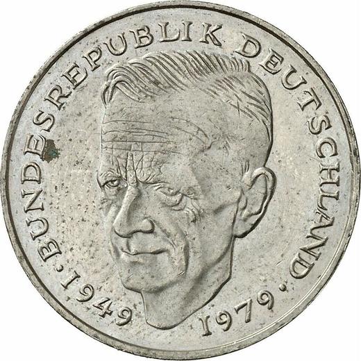 Аверс монеты - 2 марки 1989 года F "Курт Шумахер" - цена  монеты - Германия, ФРГ