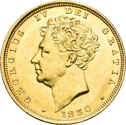 Аверс монеты - Соверен 1830 года - цена золотой монеты - Великобритания, Георг IV