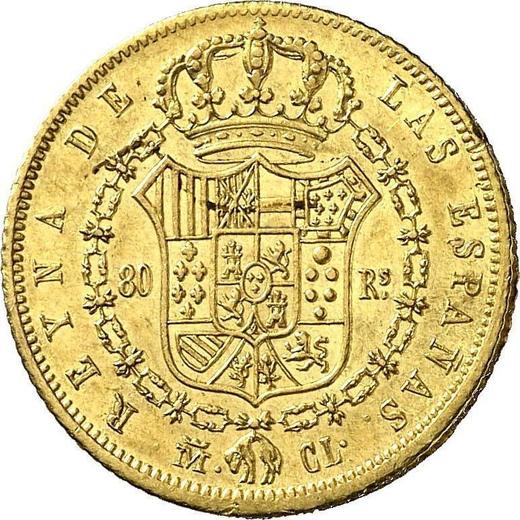 Rewers monety - 80 réales 1843 M CL - cena złotej monety - Hiszpania, Izabela II