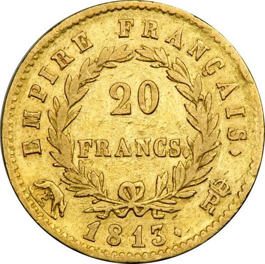 Rewers monety - 20 franków 1813 R "Typ 1809-1815" Rzym - cena złotej monety - Francja, Napoleon I