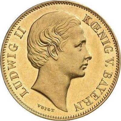 Аверс монеты - 1 крона 1869 года - цена золотой монеты - Бавария, Людвиг II