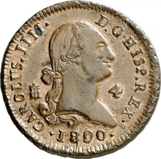 Obverse 4 Maravedís 1800 -  Coin Value - Spain, Charles IV