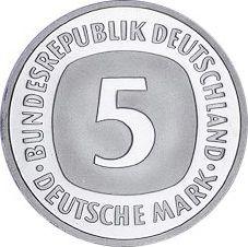 Anverso 5 marcos 1976 G - valor de la moneda  - Alemania, RFA