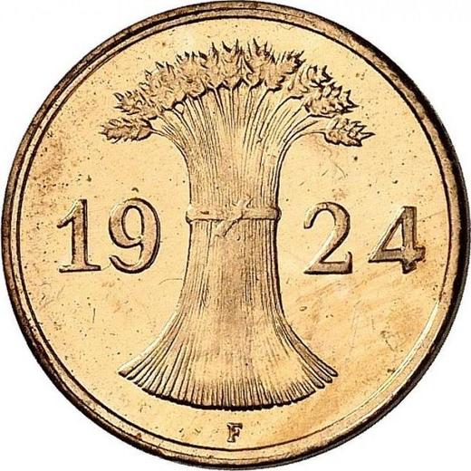 Реверс монеты - 1 рейхспфенниг 1924 года F - цена  монеты - Германия, Bеймарская республика
