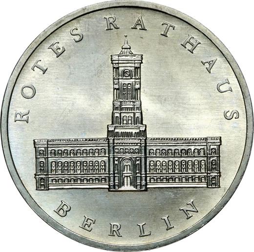 Anverso 5 marcos 1987 A "Ayuntamiento Rojo" - valor de la moneda  - Alemania, República Democrática Alemana (RDA)