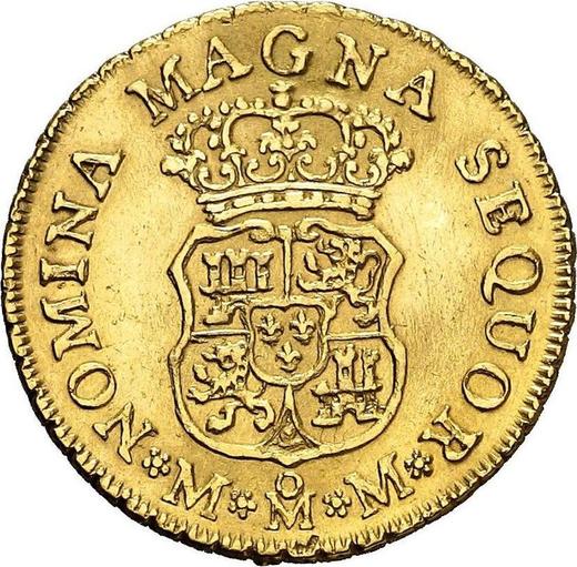 Реверс монеты - 2 эскудо 1761 года Mo MM - цена золотой монеты - Мексика, Карл III
