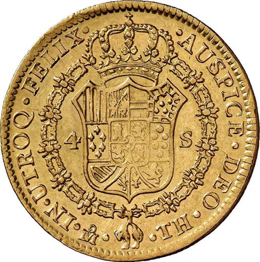 Reverso 4 escudos 1808 Mo TH - valor de la moneda de oro - México, Carlos IV