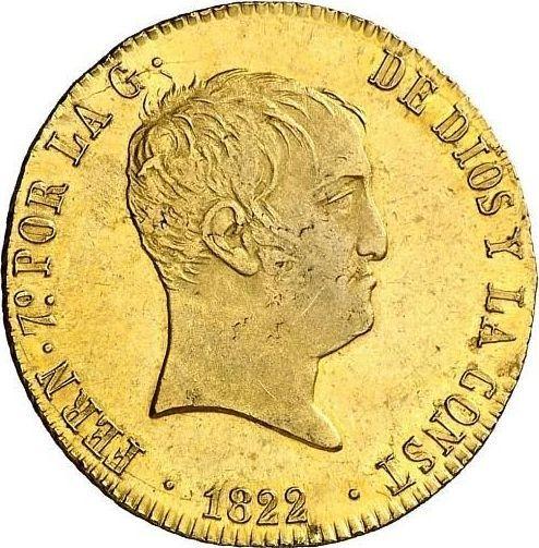 Аверс монеты - 160 реалов 1822 года M SR - цена золотой монеты - Испания, Фердинанд VII