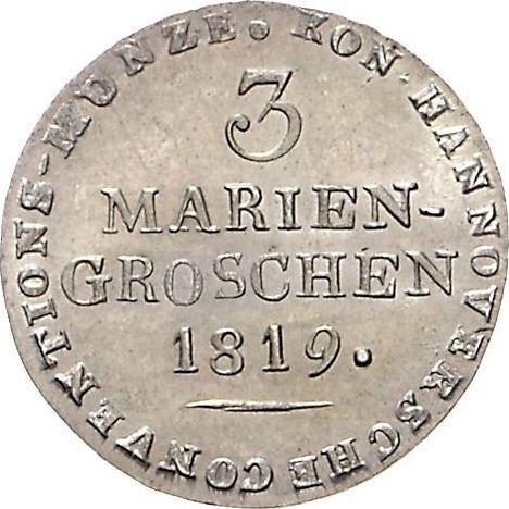 Revers 3 Mariengroschen 1819 L.B. - Silbermünze Wert - Hannover, Georg III
