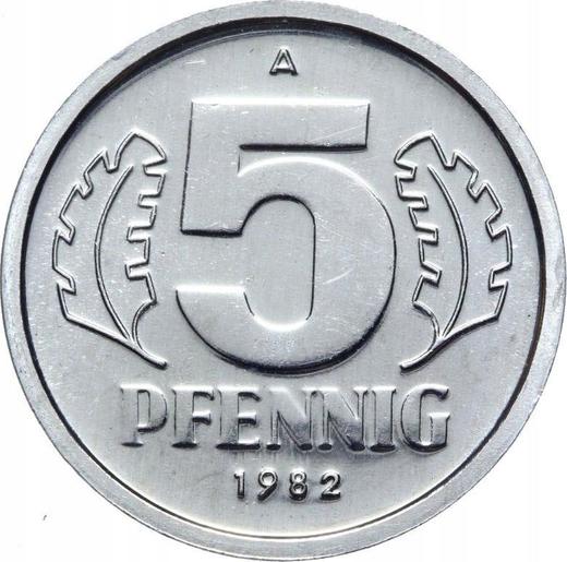Anverso 5 Pfennige 1982 A - valor de la moneda  - Alemania, República Democrática Alemana (RDA)