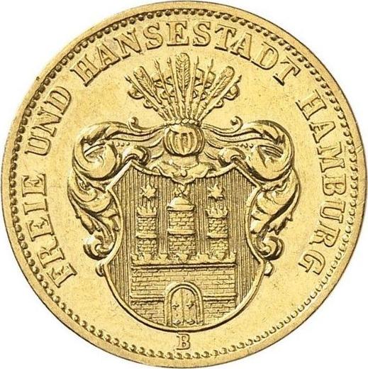 Anverso 10 marcos 1873 B "Hamburg" - valor de la moneda de oro - Alemania, Imperio alemán