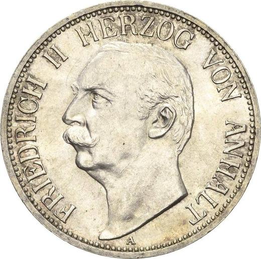 Аверс монеты - 3 марки 1909 года A "Ангальт" - цена серебряной монеты - Германия, Германская Империя