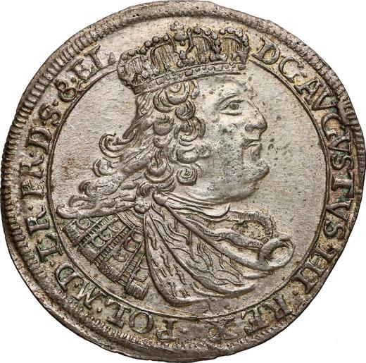 Аверс монеты - Орт (18 грошей) 1759 года CHS "Гданьский" - цена серебряной монеты - Польша, Август III