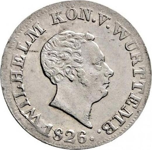 Awers monety - 6 krajcarów 1826 - cena srebrnej monety - Wirtembergia, Wilhelm I