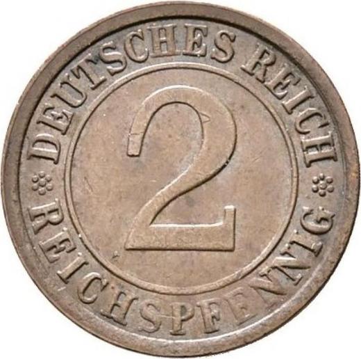 Anverso 2 Reichspfennigs 1924 Sin marca de ceca - valor de la moneda  - Alemania, República de Weimar