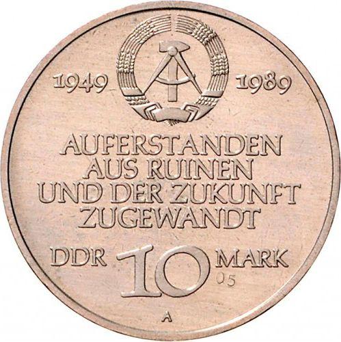 Reverso 10 marcos 1989 A "40 aniversario de la RDA" Plata Prueba - valor de la moneda de plata - Alemania, República Democrática Alemana (RDA)