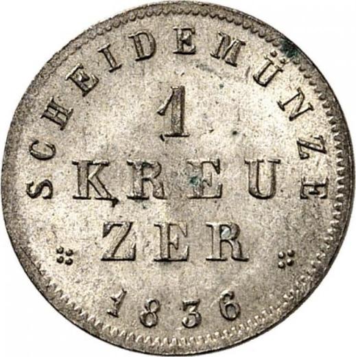 Reverso 1 Kreuzer 1836 - valor de la moneda de plata - Hesse-Darmstadt, Luis II