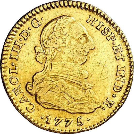 Аверс монеты - 2 эскудо 1775 года NR JJ - цена золотой монеты - Колумбия, Карл III