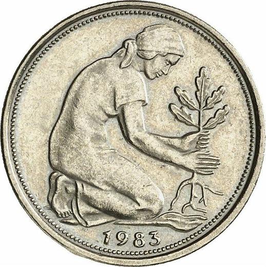 Реверс монеты - 50 пфеннигов 1983 года G - цена  монеты - Германия, ФРГ